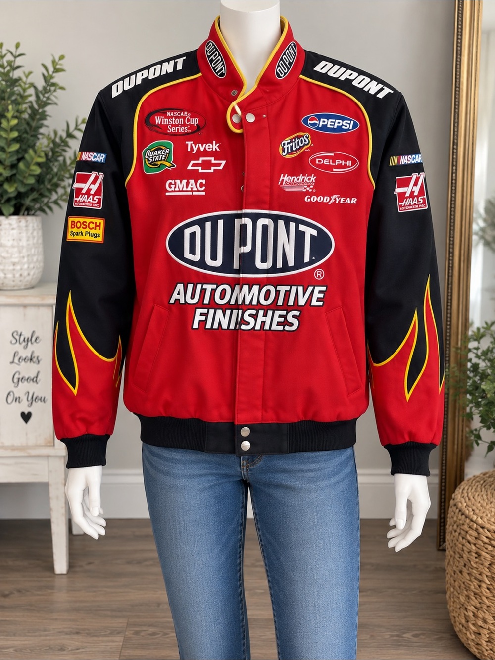 Chase Authentics Red & Black DuPont Racing Bomber Jacket